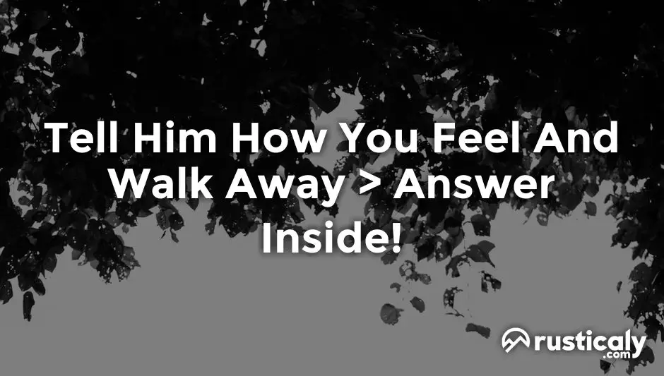 tell him how you feel and walk away